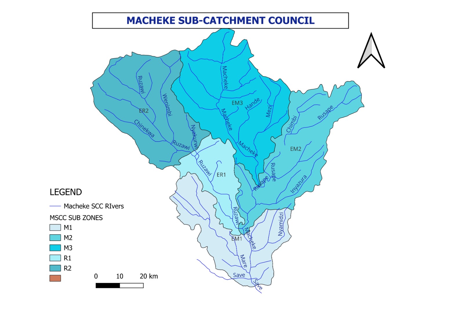 Map showing Macheke Sub-Catchment Council